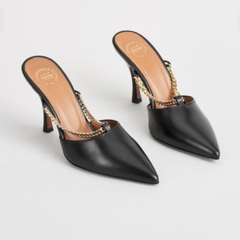 ATP Atelier Macerata Black Chain Mules Size 39